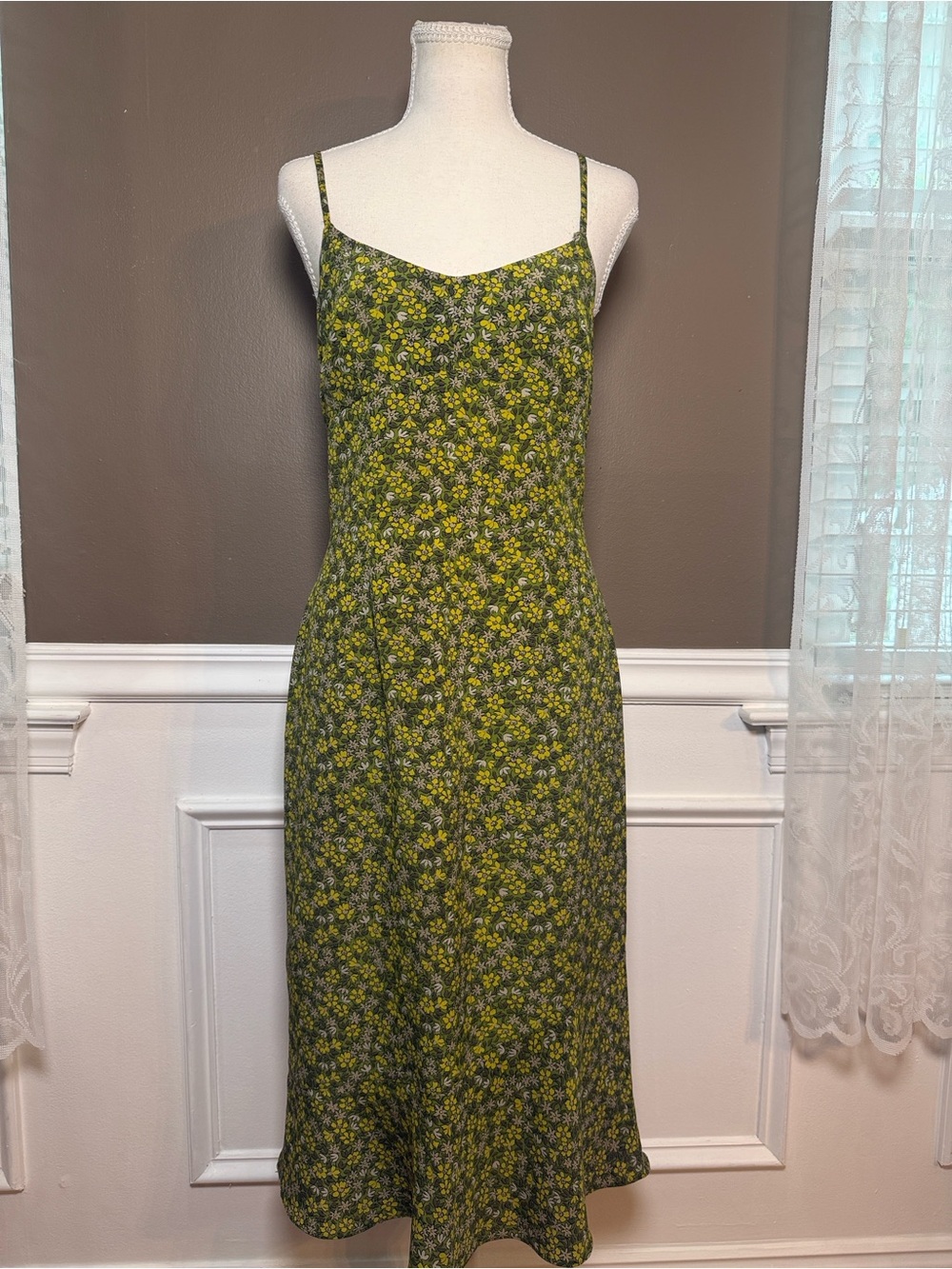 Vintage Express‎ World Brand Floral Midi Dress Crisscross Back Y2K